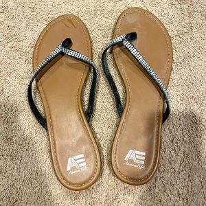 American Eagle Flip Flops with rhinestones